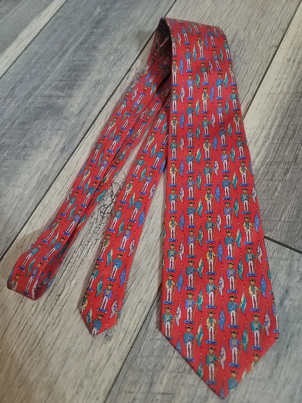 Vintage Beaufort Tie Rack with Colonial Military Pattern Handmade Italian Silk
